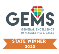 State Winner 2020, GEMS (General Excellence in Marketing & Sales) award badge