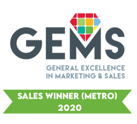 Sales Winner (Metro) 2020, GEMS (General Excellence in Marketing & Sales) award badge