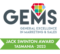 Jack Swinton Award Tasmania, GEMS (General Excellence in Marketing & Sales) award badge