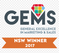 NSW Winner 2017, GEMS (General Excellence in Marketing & Sales) award badge