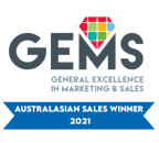 GEMS General Excellence in Marketing & Sales award badge: Australasian Sales Winner 2021