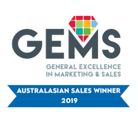 Australasia Sales Winner 2019, GEMS (General Excellence in Marketing & Sales) award badge