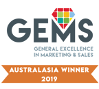 GEMS General Excellence in Marketing & Sales award badge: Australasia Winner 2019