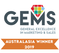 Australasia Winner 2019, GEMS (General Excellence in Marketing & Sales) award badge