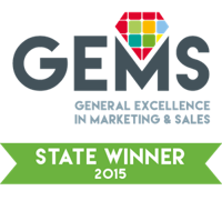 State Winner 2015, GEMS (General Excellence in Marketing & Sales) award badge